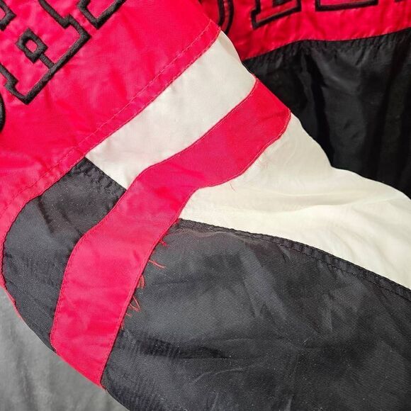 Vtg Chicago Bulls Coat Mens Sz 2XL Red Starter NBA Full Zip Down Hooded Jacket - Picture 11 of 14